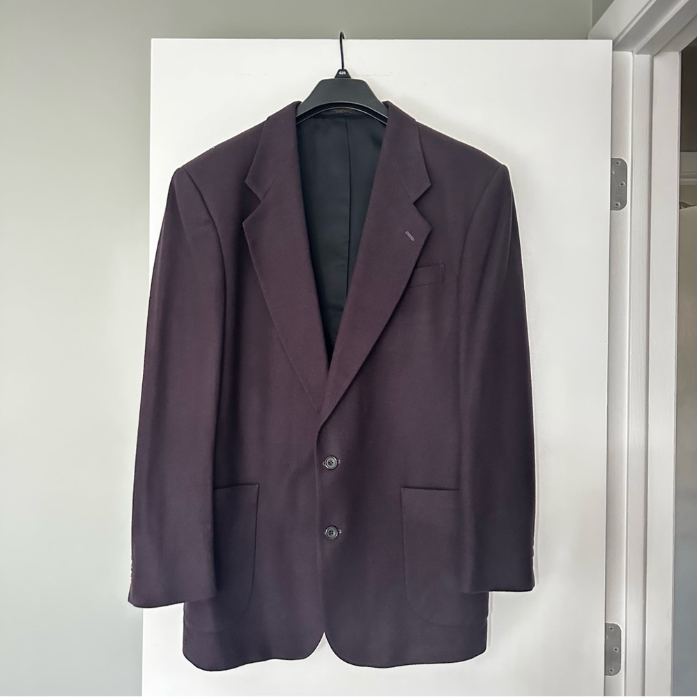 Vintage Oscar de la Renta Men's Plum Two-Button Blazer Dark Academia  42L